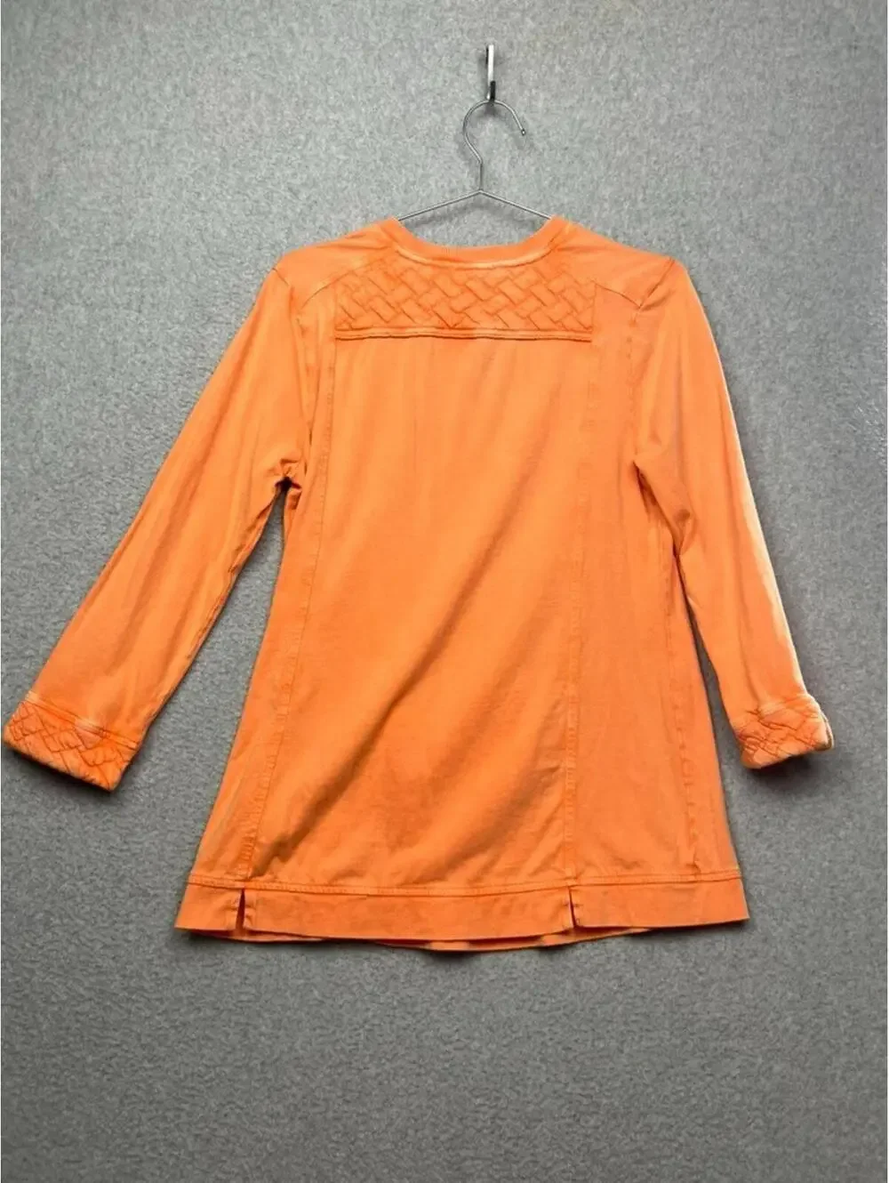 Soft Surroundings Womens S Orange Quilted 1/4 Zip Tunic Boho Coastal Resort Top